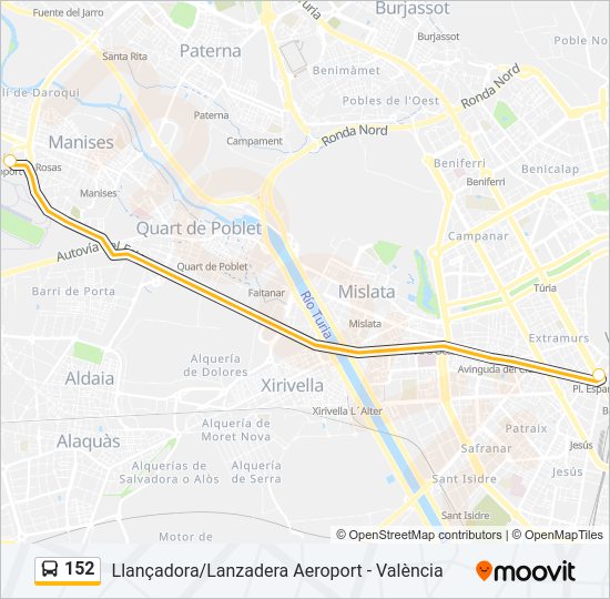 152 Bus Line Map