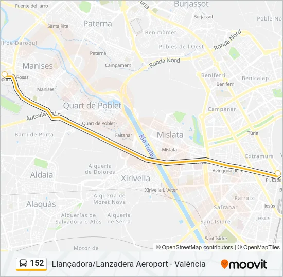 152 Bus Line Map