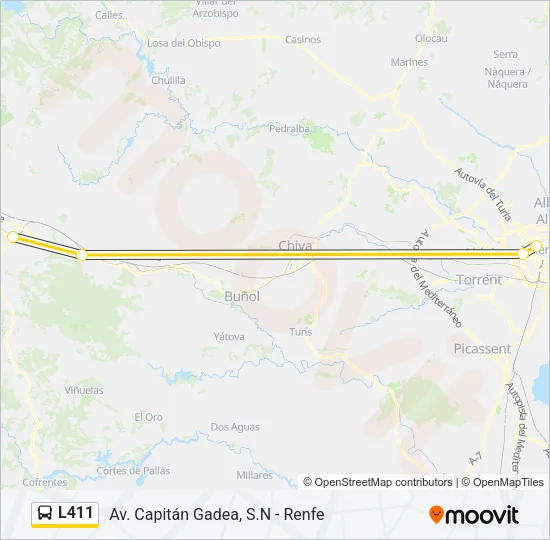 L411 bus Mapa de línia