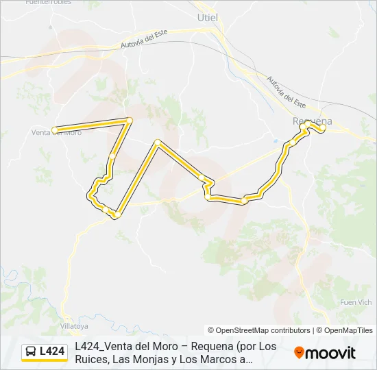 L424 bus Mapa de línia