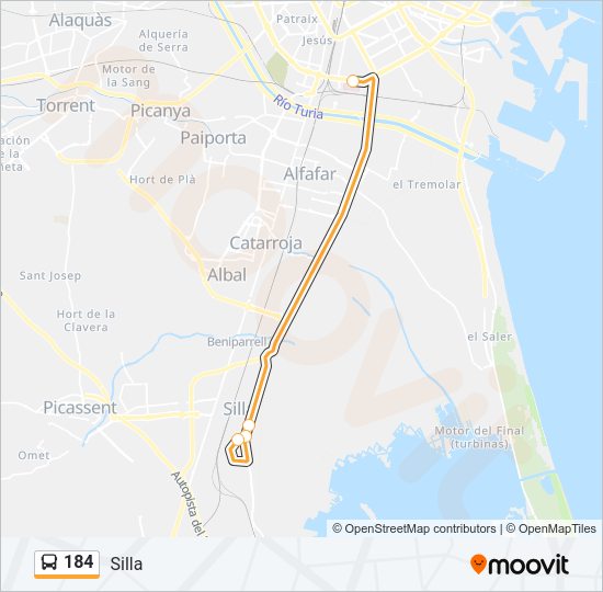 184 Bus Line Map