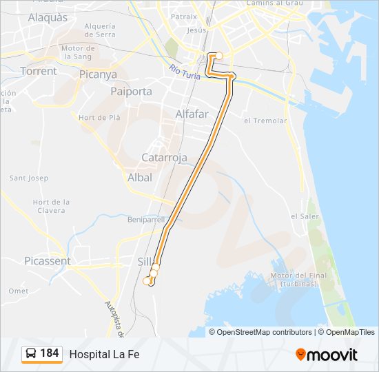 184 Bus Line Map