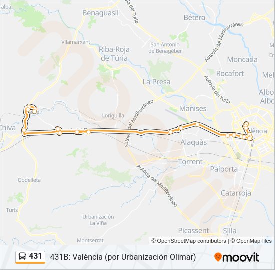 431 Bus Line Map
