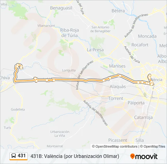 431 Bus Line Map