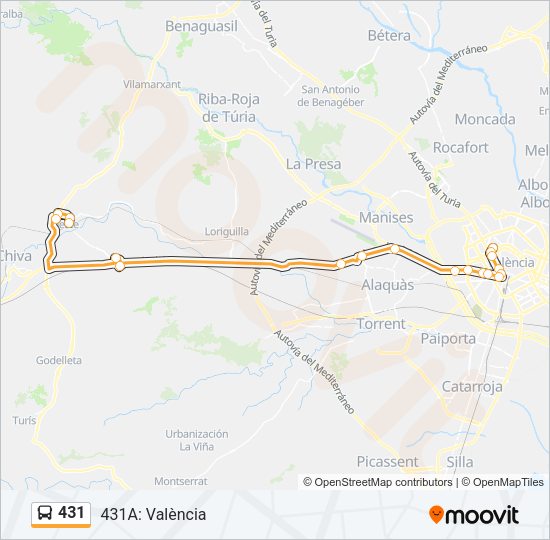 431 Bus Line Map