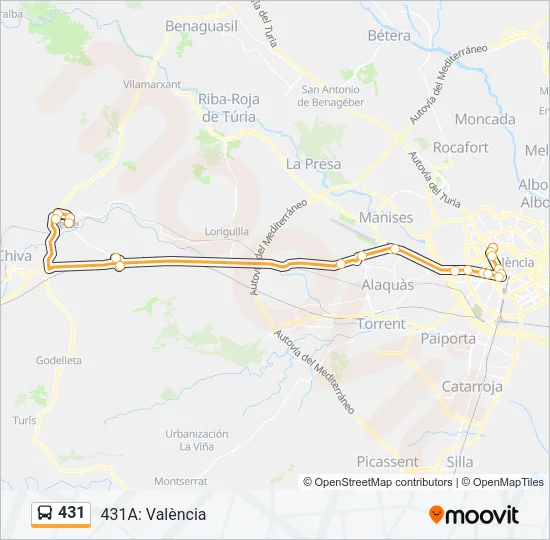 431 Bus Line Map