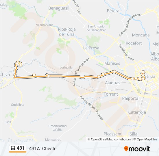 431 Bus Line Map