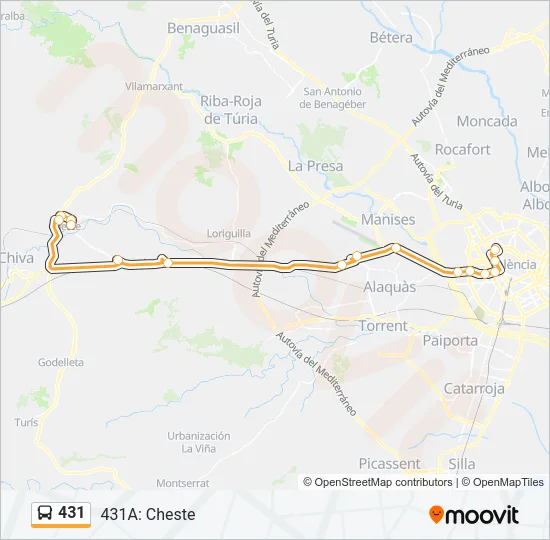 431 Bus Line Map
