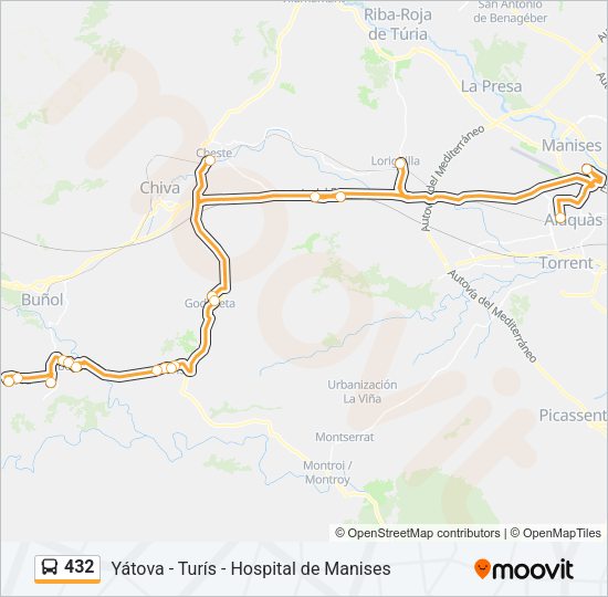 432 Bus Line Map