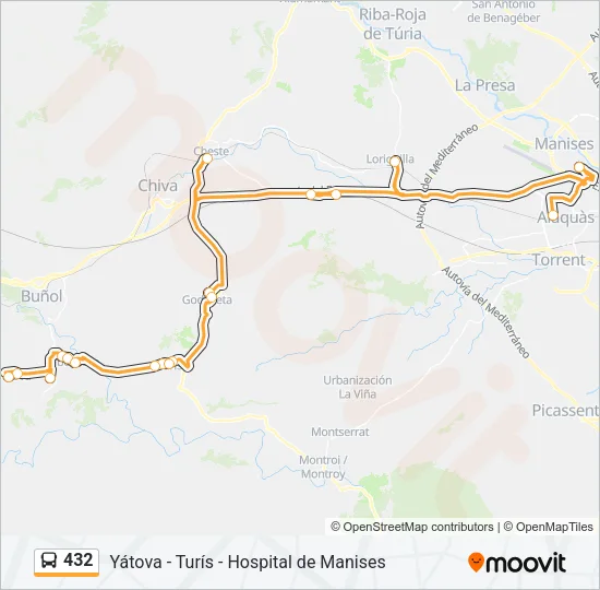 432 Bus Line Map