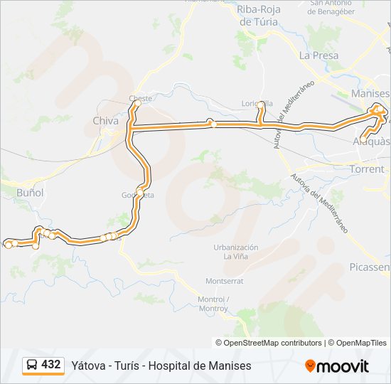 432 Bus Line Map
