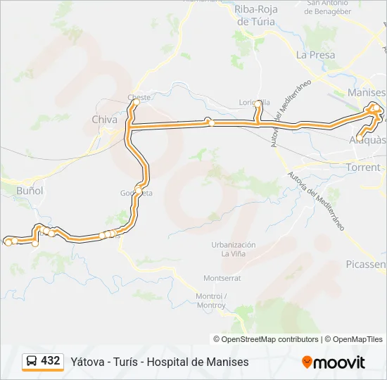 432 Bus Line Map