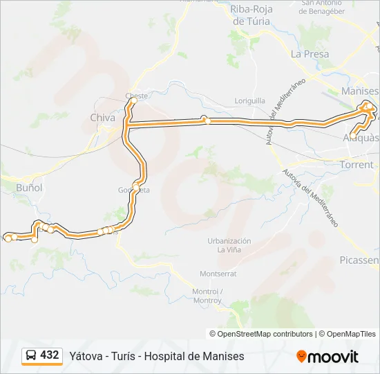 432 Bus Line Map