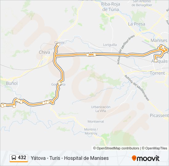 432 Bus Line Map