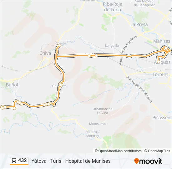 432 Bus Line Map