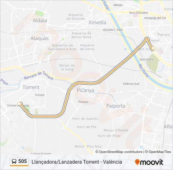 505 Bus Line Map