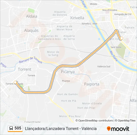 505 Bus Line Map