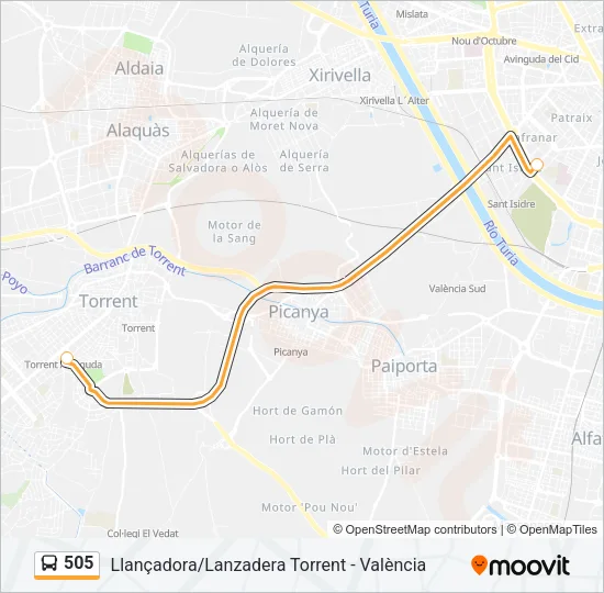 505 Bus Line Map