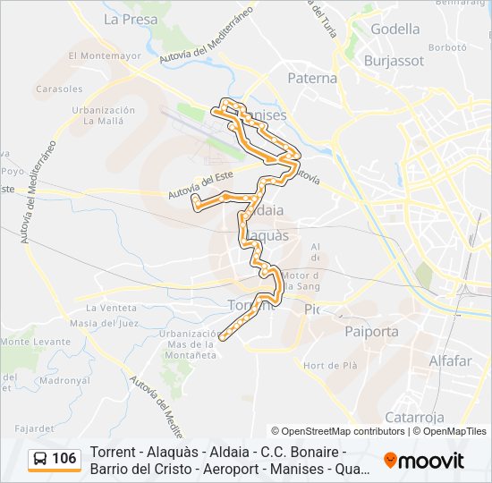 106 Bus Line Map