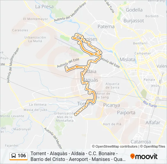 106 Bus Line Map