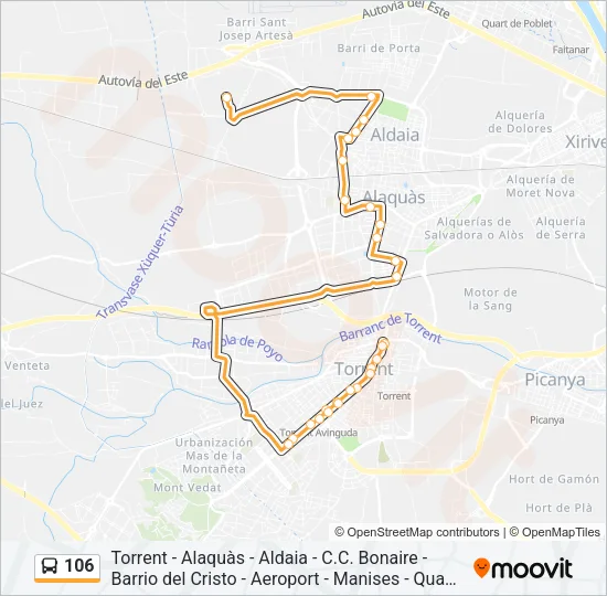 106 Bus Line Map