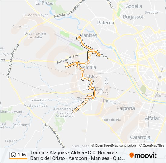 106 Bus Line Map
