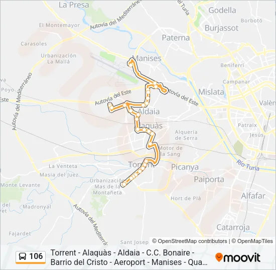 106 Bus Line Map