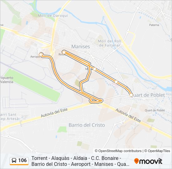 106 Bus Line Map