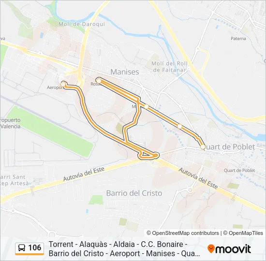 106 Bus Line Map