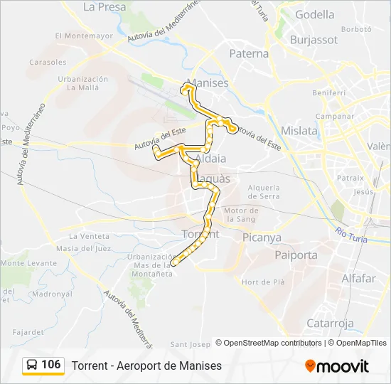106 Bus Line Map