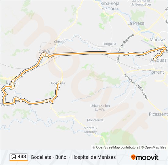 433 Bus Line Map
