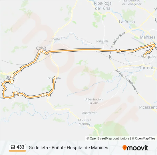 433 Bus Line Map