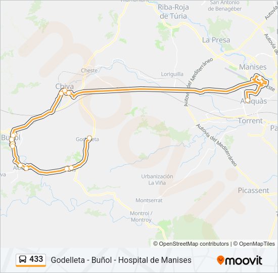 433 Bus Line Map