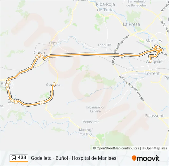 433 Bus Line Map
