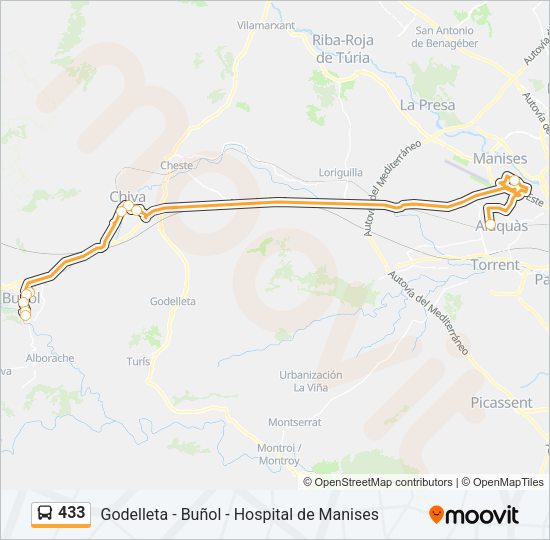 433 Bus Line Map