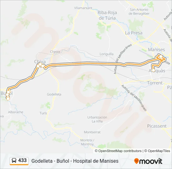 433 Bus Line Map