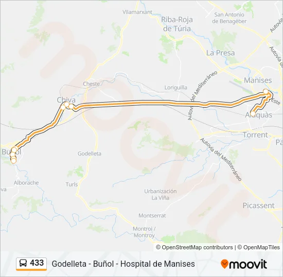 433 Bus Line Map