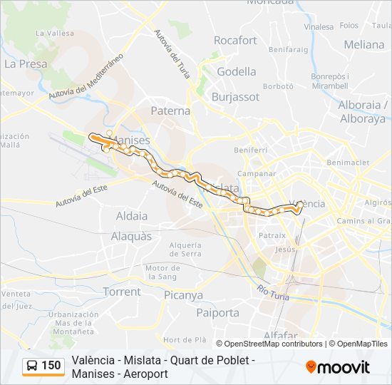 150 Bus Line Map