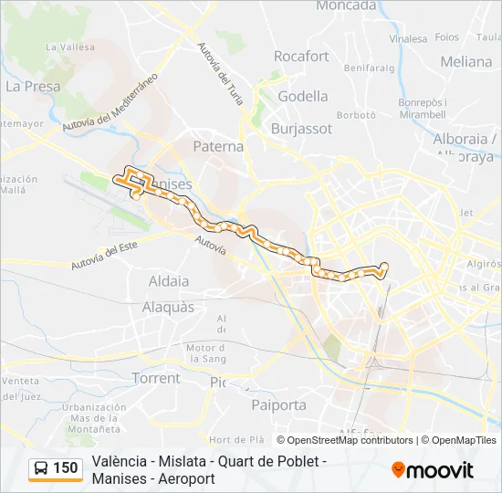 150 Bus Line Map