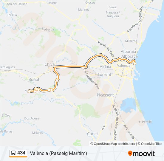 434 Bus Line Map