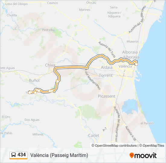434 Bus Line Map