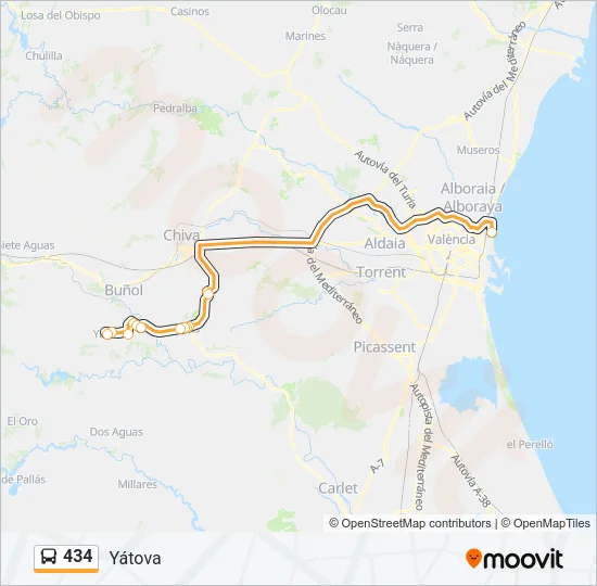 434 Bus Line Map