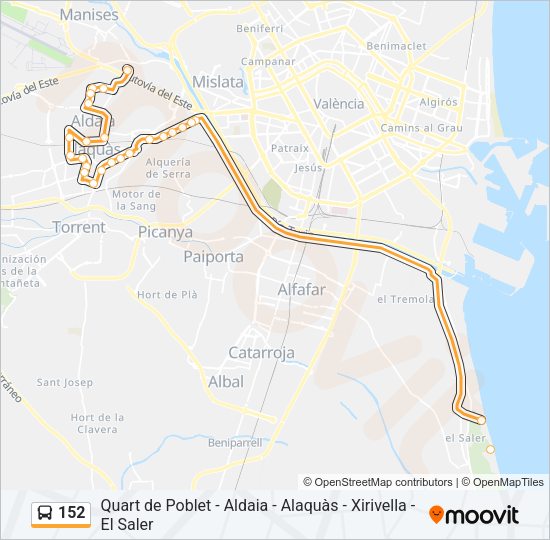 152 Bus Line Map