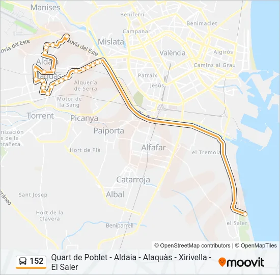 152 Bus Line Map