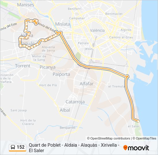 152 Bus Line Map