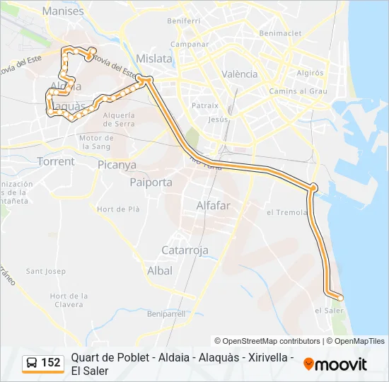 152 Bus Line Map