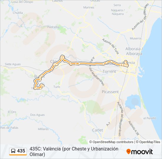 435 Bus Line Map