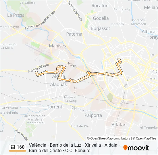160 Bus Line Map