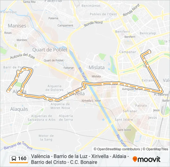 160 Bus Line Map