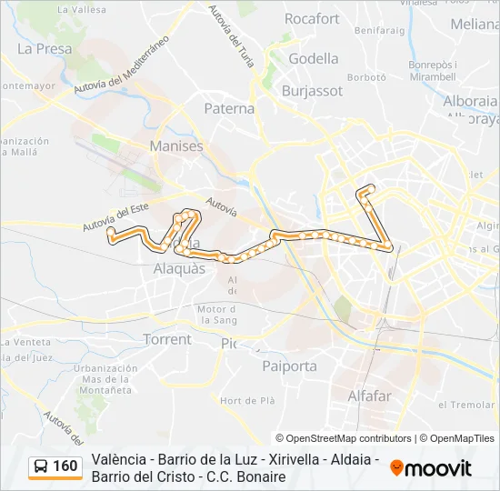 160 Bus Line Map